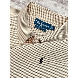 Polo Ralph Lauren Shirt Mens XL Long Sleeve Button Up Brown Check Blake